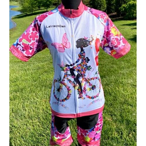 LairschDan Pink Cycling Jersey Woman Bicycle Dress Maillot Culottes Girl Cycling Uniform Kit Mtb Bike Outfit Ropa Ciclismo Mujer