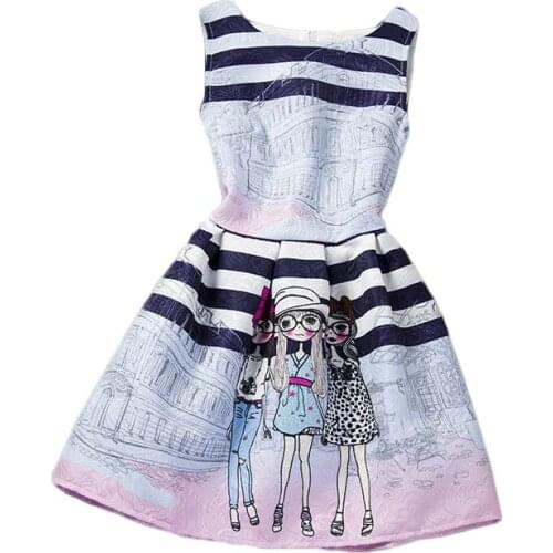 Cartoon Summer Sleeveless Girls Print Dress Girl Clothing Girls Dress For Girls 6 7 8 9 10 11 12 Years Old Kids