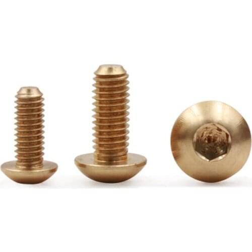 M5 Brass Screw hex socket Screws Half Round head Machine Bolts 5PCS