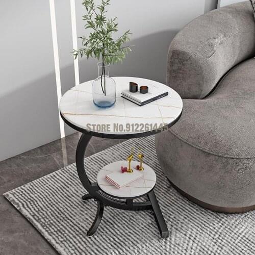 Small Family Light Luxury Tea Table Rock Board Corner Living Room Sofa Edge Modern Balcony Small Tea Table Storage Rack Bedside