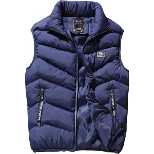 Sleeveless Jacket Men Autumn Winter New Fashion Vest Casual Coats Male Cotton-Padded Mens Vest Male Thicken Waistcoat 4XL