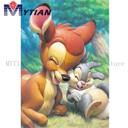 5D Diamond Painting Kit Cartoon Deer Bambi Diamond Embroidery Cross Stitch DIY Rhinestone Mosaic Full Square Round Wall Decor