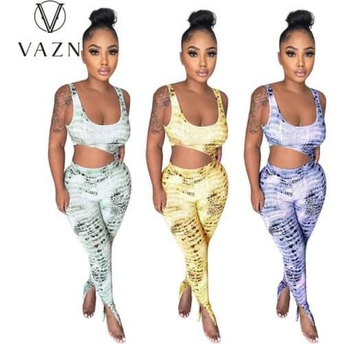 VAZN 2021 New 3 Color Sexy Club Hollow Out Joker Fashion Tank Sleeve High Waist Women Skinny Pencil Jumpsuits