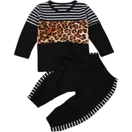 One Persent 2021 Baby Girl Long Sleeve Patchwork Top Long Pants Spring Outfits Children Clothes Set