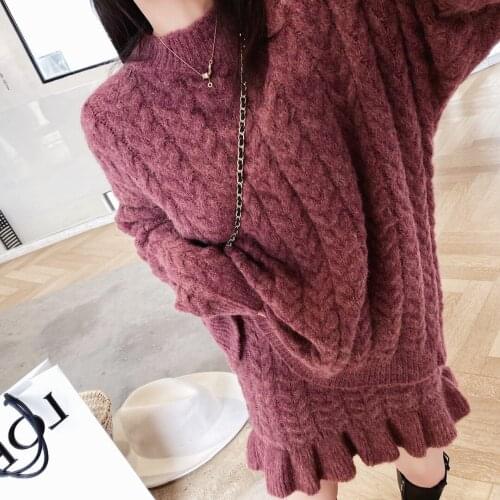 NEW Autumn Sweater Women Dress Winter skirt suits Sweater Knitted Dresses Long loose Maxi Oversize Dresses Knitting Robe