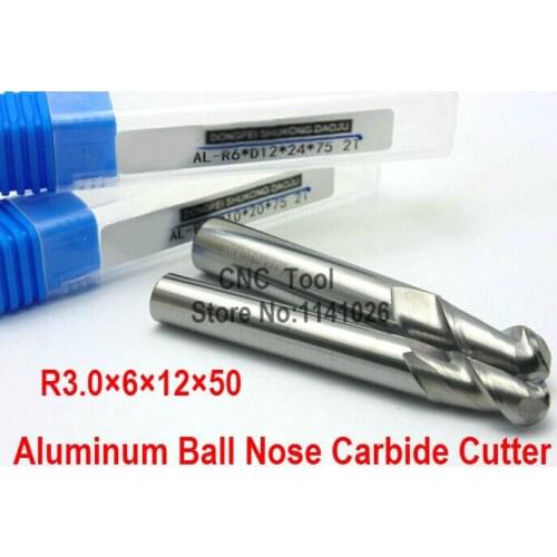 Brand new Aluminum alloy Ball end milling cutter 2F-R3.0*6*12*50L Aluminum carbide cutter,CNC milling machine, CNC milling tools