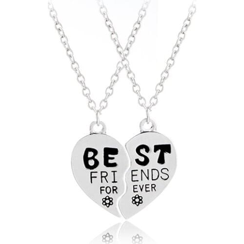 Best Friends Forever Engraved BFF Friendship Necklace For 2 Broken Heart Puzzle Pendant Jewelry