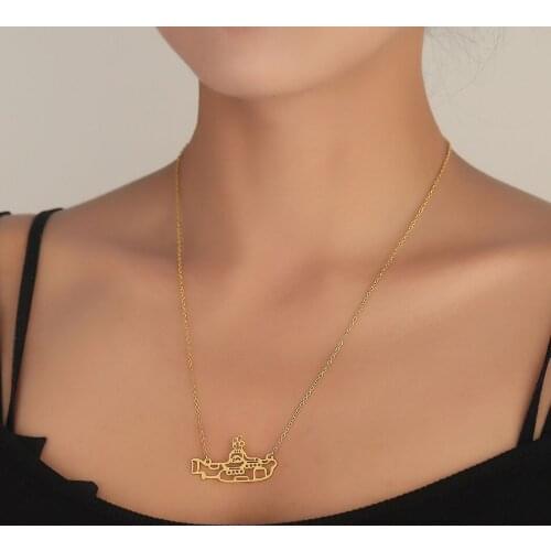 Cartoon Chunky Submarine Pendant Necklaces for Girls Kids Ship Design Choker Cute Sailors Jewelry Gift