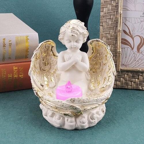 Candle Holder Resin Sculpture Ornament Living Room Decoration Angel Statue Exquisitenes Decorations Girl Wishing Candlestick