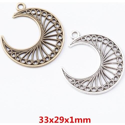 25 pieces of retro metal zinc alloy moon pendant for DIY handmade jewelry necklace making 7243