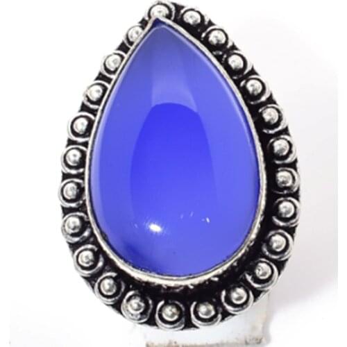 Blue Chalcedony Silver Overlay over Copper , Size: 6.5 , R5473