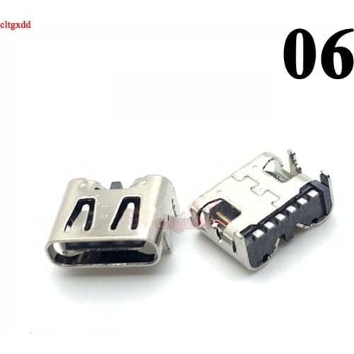 10pcs/lot USB 6Pin Type-C Connector Micro USB Socket Type C USB 3.1 Female Placement DIP For Mobile Phone Charging port Socket