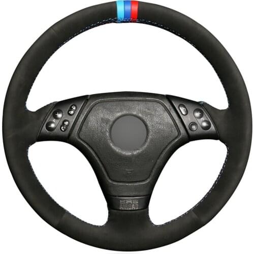 Hand-stitched Black Suede Car Steering Wheel Cover for BMW E36 1996 1997-2000 E46 1998-2000 Z3 E36/7 1995-1999