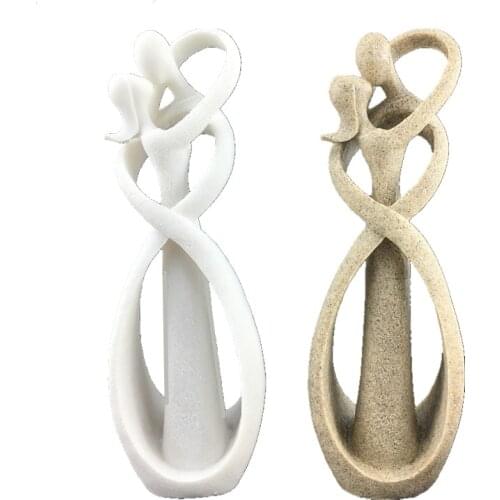 23cm Sandstone Kissing Lover Statuettes Wedding Statue Decoration Anniversary Souvenirs Figurines Ornaments For Home Gift