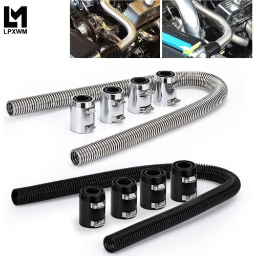 Universal 48\" Stainless Steel Radiator Flexible Coolant Water Hose Kit W/ Cap Clamp 1.25\" 1.5\" 1.75\" LPXWM-SXG01