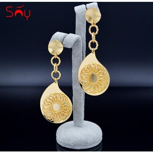 Sunny Jewelry Romantic Water Drop Jewelry Earrings Long Drop Dangle Earrings For Women Girls For Party Wedding Flower Jewelry