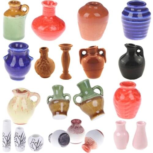 1/2/3PCS 1/12 Lovely Miniature Dollhouse Mini Ceramics Flower Vase for Doll House Furniture Decoration Accessories