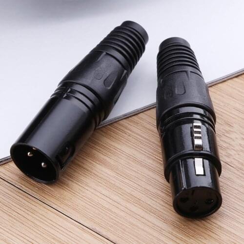 1 Pair XLR 3 Pin Female Jack/Male Plug Audio Microphone MIC Audio Connector Black Color High Quality for Speaker DVD Promotion