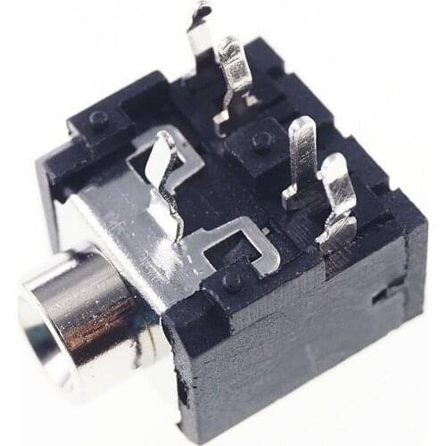 100 PCS 3.5 mm Audio Jack TRS 5 contacts 3 conductor Stereo Connector Through Holes PCB Right Angle TIP Ring Internal Switch