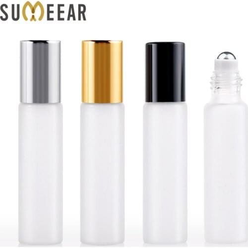 100 Pieces/Lot 10ml Mini Refillable Perfume Bottle Frosted Glass Roll On Essential Oil Vial Travel Empty Perfume Sample Bottle
