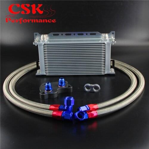 19 Row Oil Cooler w/ Bracket + Filter Adapter Hose Kit Fits For BMW Mini Cooper S R53