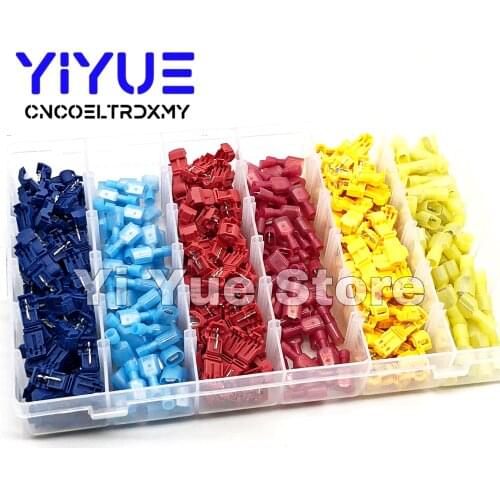 360 PCS T Tap Electrical Connectors Quick Wire Splice Taps and Insulated Male Quick Disconnect Terminals (Yellow, Red Blue)