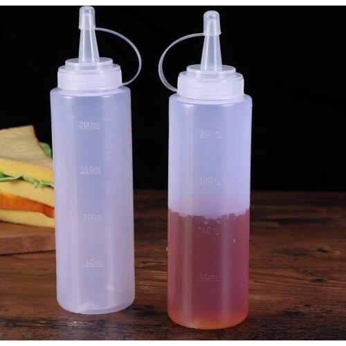 4 Pcs 230ml 8oz Plastic Squeeze Squirt Condiment Bottles with Twist On Cap Lids Top Dispensers for Ketchup Mustard Hot Sauces Ol