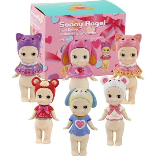 6pcs/set 8cm Sonny Angel Mini Figure Toys Valentines Day Series Cute Animals Model Dolls