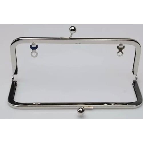 6 x 3 inches (15 x 7.5 cm) - Silver Purse Frame with Chain Loops