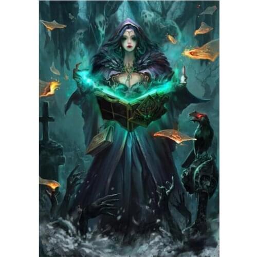 Fantasy woman crow Diamond mosaic Diamond Painting Custom Photo Full Diamond round Diamond Embroidery Cross Stitch Art,I48