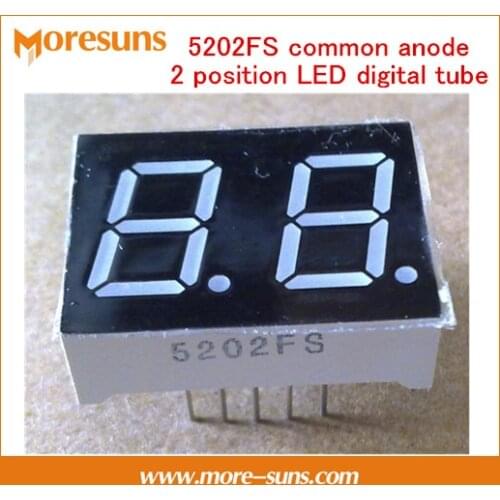 Fast Free ship 50pcs/lot 5202FS common anode 2 position Nixie tube 0.5 inch red two digits LED digital tube