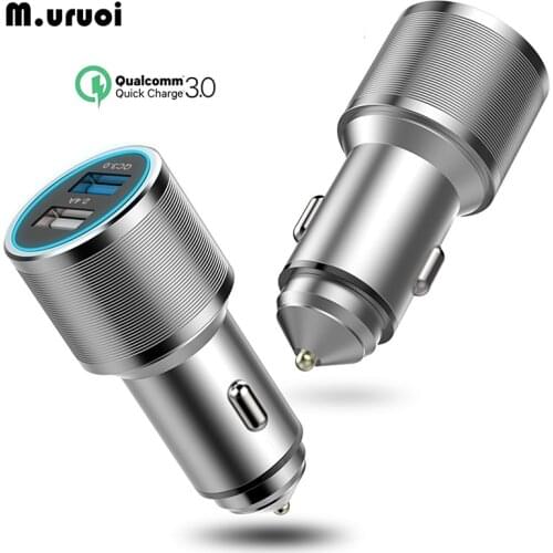 M.uruoi Car USB Charger Dual Quick Charge 3.0 Mobile Phone Charger Mini Fast Charger Car-Charger Dual USB Adapter For Driver