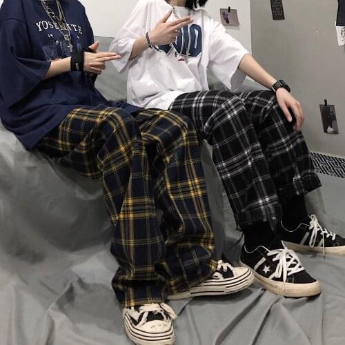 Black Japan Plaid Pants Women Casual Summer Fashion Harem Pants High Waist Sweatpants Cool Summer Hip Hop Cool Pants Girls