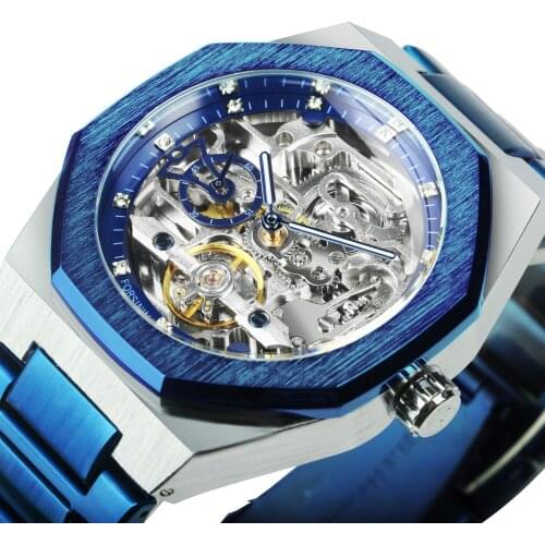 Watches Mens 2020 Automatic Skeleton Watch Men Luxury Brand Stainless Steel Strap Business Clock FORSINING relógio masculino New