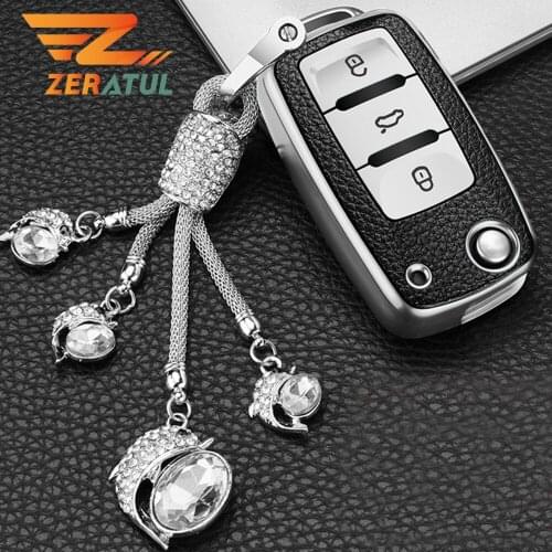 Auto TPU Leather Car Key Case Cover Holder Keychain Protector For Volkswagen VW Jetta Golf 5 6 Passat Beetle Skoda Seat Polo B5