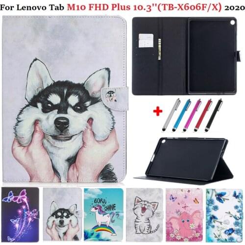 Flip Case For Lenovo Tab M10 Plus TB-X606F TB-X606X Cute Animal Smart Capa for lenovo tab m10 fhd plus x606 10.3 '' Tablet Case