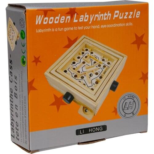 Wooden 3D Puzzles Magnetic Ball Maze Puzzle Wood Case Box Fun Brain Hand Game Challenge Balance Children Adult Educational Toys