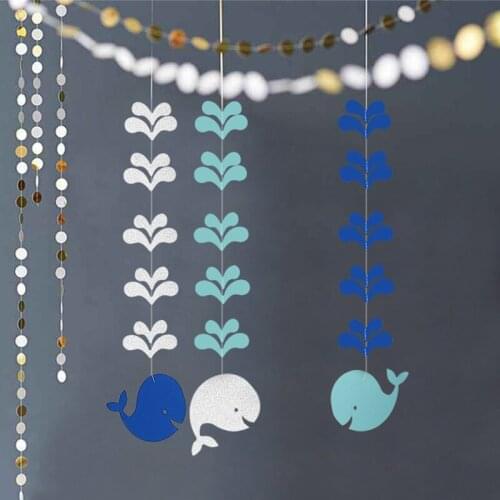 Baby Birthday Party Whale Paper Hanging Garlands Marine Style Kindergarten Classroom Childrens Room Birthday Party Decoration