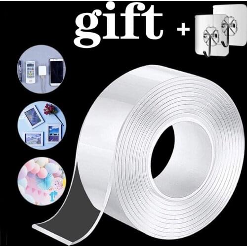 Double Sided Tape Transparent Self Adhesive Tapes Reusable Nano Traceless Magical Washable Waterproof Double-Sided Tape gift