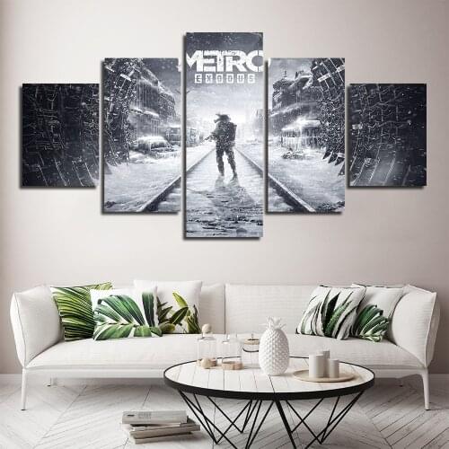 Gamer Poster for Game Room Canvas Wall Art Metro Exodus Decoration Set Painting 5 Pieces Classical Home Decor Frameless Picture