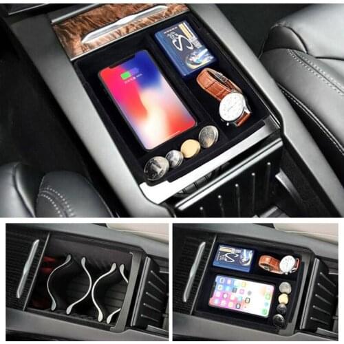 1pc New Car Phone Wireless Charging Storage Box Center Console Container Armrest Organizer for Tesla Model S Model X
