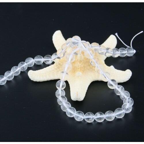 Round Natural Stone Beads Clear Quartzs Jewelry Making Beadwork DIY Bracelet Necklace 4/6/8/10/12mm
