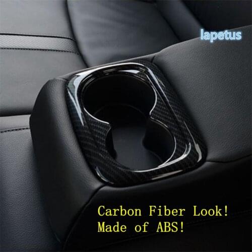 Lapetus Rear Row Water Cup Holder Decoration Frame Cover Trim Fit For Honda Civic Sedan 2016 - 2020 / Matte / Carbon Fiber ABS