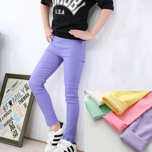 Summer Elestic Waist Candy Colors Skinny Children Girl Pants Pencil Casual Long Pants Girls Pants Girls Leggings Pants for 3-12Y