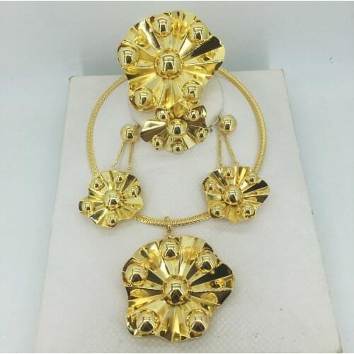 HOT Fashion jewelry set Nigeria Dubai gold-color African bead jewelry wedding jewelry set african beads jewelry sets