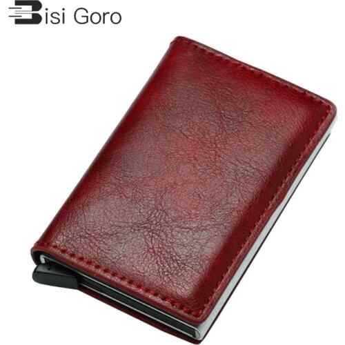 BISO GORO HOT Business Card Holder Hasp Rfid Wallet Aluminum Metal Women Smart Wallet Credit Mini Card Wallet Dropshipping Man