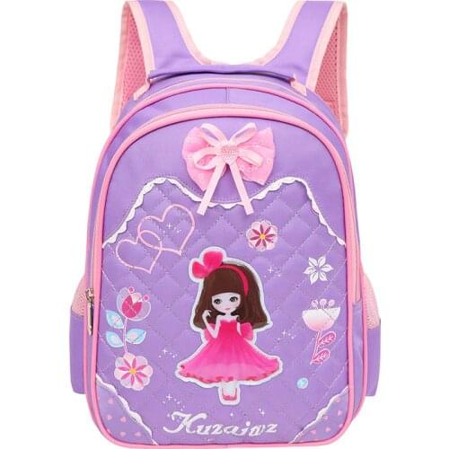 Cute Purple princess School Bags school backpack for boys girls waterproof school satchel kids bookbag for 1-3 grade mochila