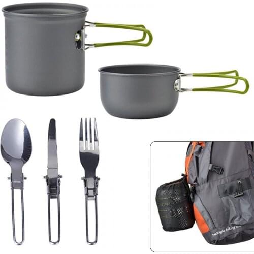 Outdoor Camping Cookware Kit Aluminum Kettle Water Pan Kitchen Cookware Set Travel Hiking Picnic Tourism Tableware Equipment