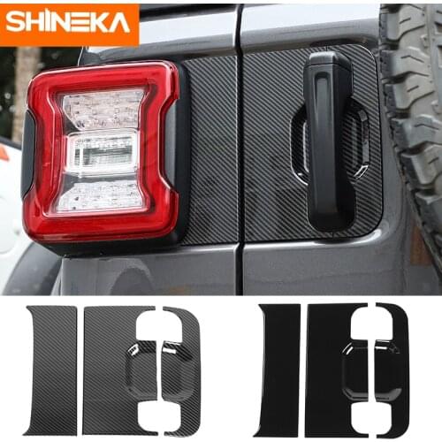 SHINEKA Car Stickers For Jeep Wrangler JL Car Exterior Tailgate Handle Decoration Panel Cover Sticker For Jeep Wrangler JL 2018