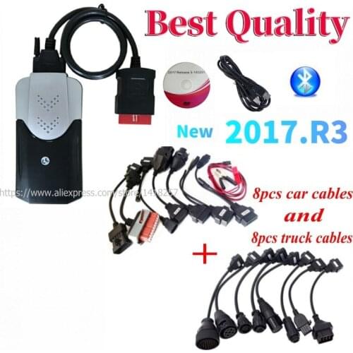 Latest OBD2 Scanner 2017.R3 keygen vd ds150e cdp bluetooth New vci for delphis Car Truck diagnostic tool+car/truck cables choose